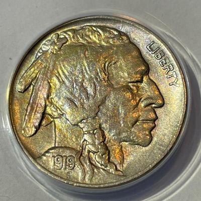 1919-P Choice Uncirculated Buffalo Nickel with Gorgeous Color as Pictured.