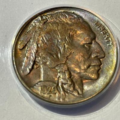 1929-S Choice Uncirculated Buffalo Nickel with Gorgeous Color as Pictured.