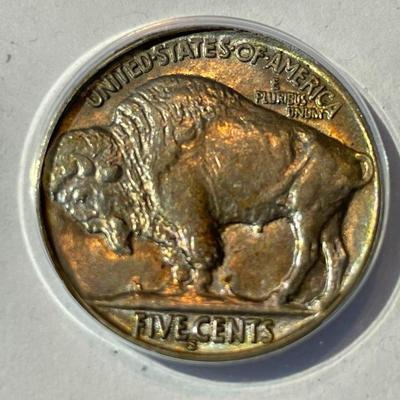 1929-S Choice Uncirculated Buffalo Nickel with Gorgeous Color as Pictured.