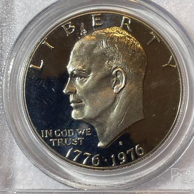 PCGS CERTIFIED 1976-S TYPE-II PROOF68 DEEP CAMEO CLAD EISENHOWER DOLLAR AS PICTURED.