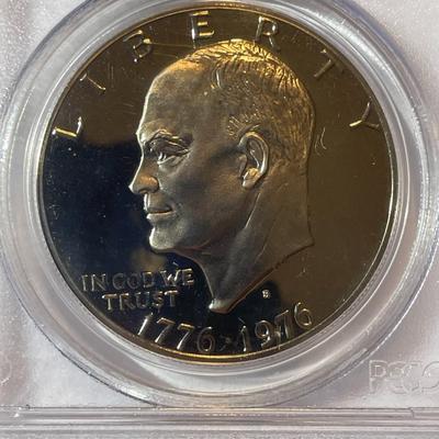 PCGS CERTIFIED 1976-S TYPE-II PROOF68 DEEP CAMEO CLAD EISENHOWER DOLLAR AS PICTURED.