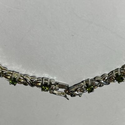 Vintage Estate .925 Sterling Silver Peridot Tennis Bracelet 7.5