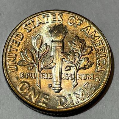 1948-D BU ORIGINAL TONED ROOSEVELT SILVER DIME FOR THE TONED LOVERS.