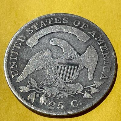 1819 Large-9 Capped Bust Quarter in Good/VG Condition as Pictured.