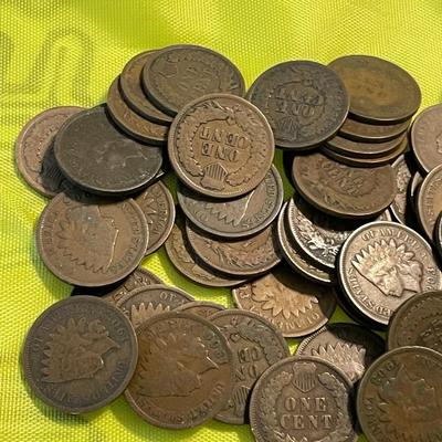 Bag-1 of 50 Good or Better Condition Indian Head Cents as Pictured.