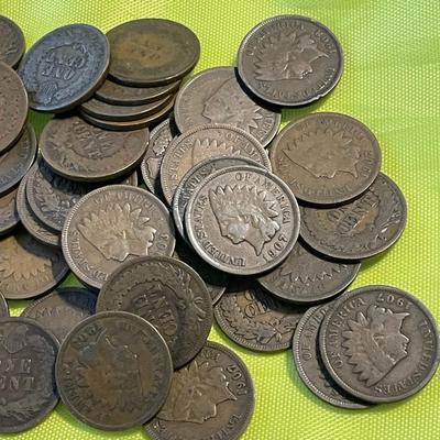 Bag-1 of 50 Good or Better Condition Indian Head Cents as Pictured.