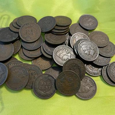 Bag-1 of 50 Good or Better Condition Indian Head Cents as Pictured.