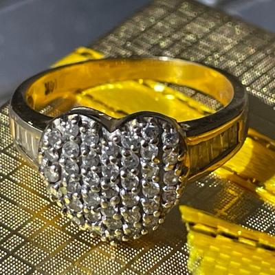 Estate Ladies 14k Heart Themed 2/3 Carat Commercial Grade Diamonds Cocktail Ring 2.8 Pennyweights. (Needs to be Polished).