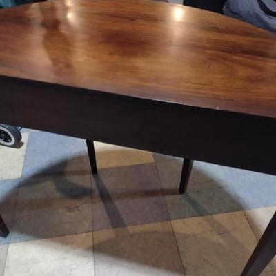 Mahogany Finish Demilune Table
