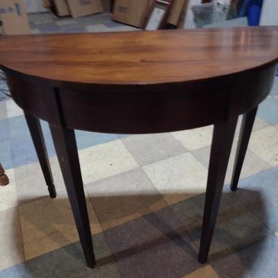 Mahogany Finish Demilune Table