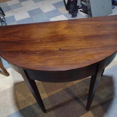 Mahogany Finish Demilune Table