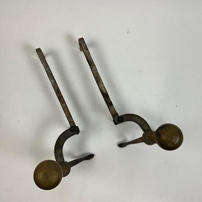 Lot 1045 Pair of Vintage Cast Iron Footed Ball Andirons