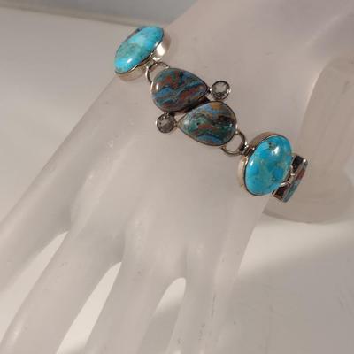 Arya Sterling Silver and Multi-Stone Toggle Bracelet - Approx 9" and (T15)