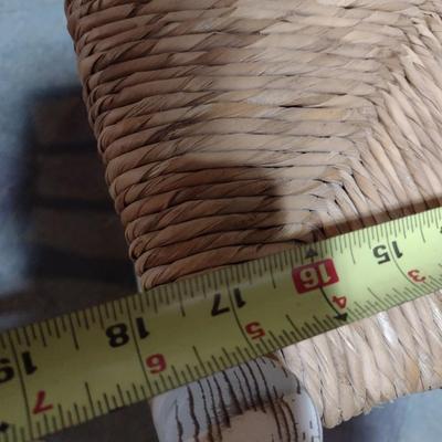 Vintage Rush Seat Ladder Back Chair with Metal Watermelon Art