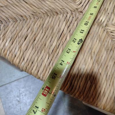 Vintage Rush Seat Ladder Back Chair with Metal Watermelon Art