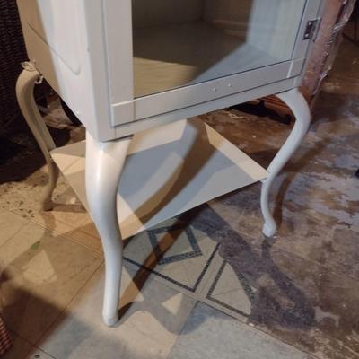 Metal Apothecary Cabinet with Cabriole Legs and Glass Front Door