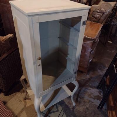 Metal Apothecary Cabinet with Cabriole Legs and Glass Front Door