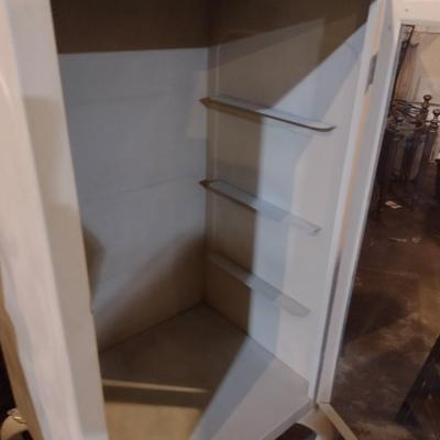 Metal Apothecary Cabinet with Cabriole Legs and Glass Front Door