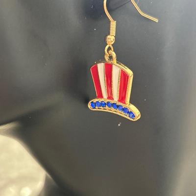 USA- Uncle Sam’s hat, Patriotic earrings