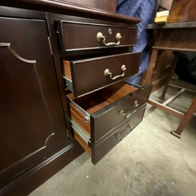 Lot 1047 Office Wall Credenza w/ Filing Cabinets & Bookcase.