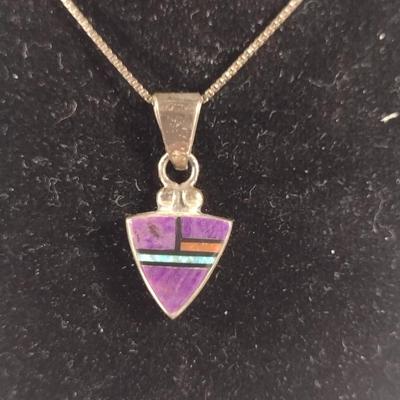 Inlaid Stone Pendant and Earring Set (T21)