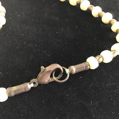 Vintage carved bone beaded statement piece necklace. Elephant