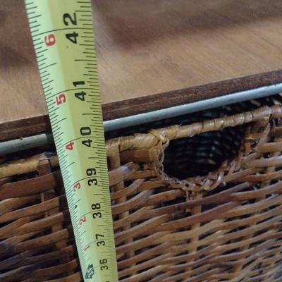 Wicker Basket Three Compartment Filing or Storage Tower