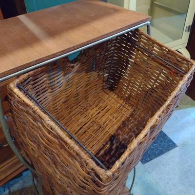 Wicker Basket Three Compartment Filing or Storage Tower