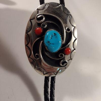 Bolo Tie with Multi-Stone Pendant (D2)