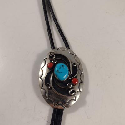 Bolo Tie with Multi-Stone Pendant (D2)