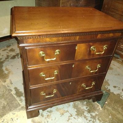 Mahogany Three Drawer Bedside Dresser