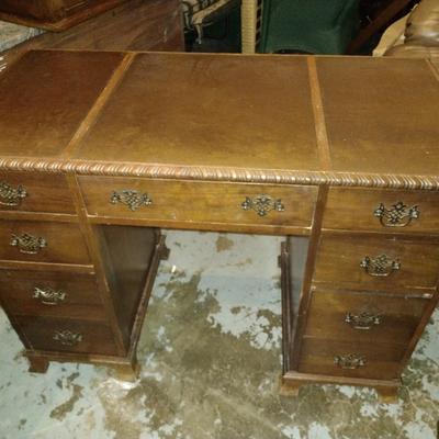 Knee Hole Office Desk with Leather Writing Surface