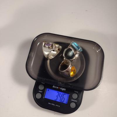 Collection of Sterling Silver and Stone Rings- Approx 34.6 Grams Total Weight (D5)