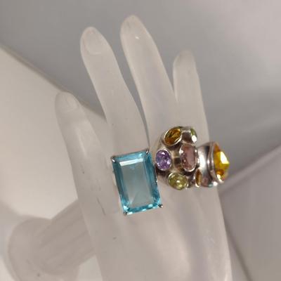 Collection of Sterling Silver and Stone Rings- Approx 34.6 Grams Total Weight (D5)