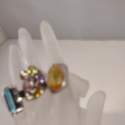 Collection of Sterling Silver and Stone Rings- Approx 34.6 Grams Total Weight (D5)