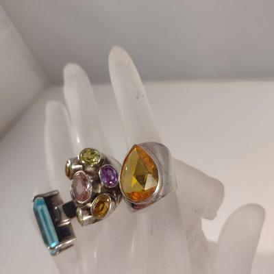 Collection of Sterling Silver and Stone Rings- Approx 34.6 Grams Total Weight (D5)