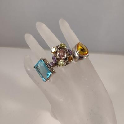 Collection of Sterling Silver and Stone Rings- Approx 34.6 Grams Total Weight (D5)