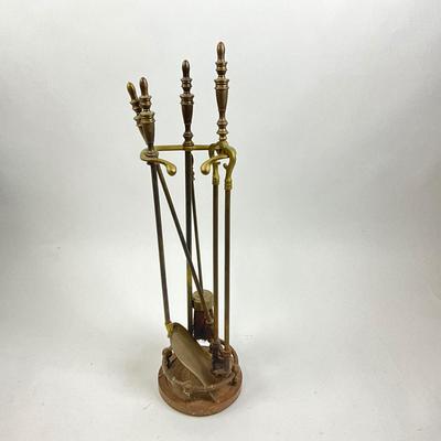 Lot 1041 Brass Fireplace Tools w/ Stand by Howes Boston
