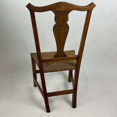 1042 Antique Country Chippendale Style Side Chair w/ Rush Seat