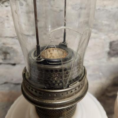 Pair of antique Lincoln Drape kerosene lamps