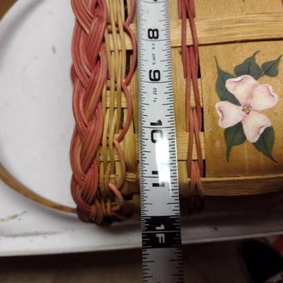 Pair of Hand Woven Baskets with Hand Painted Floral Designs