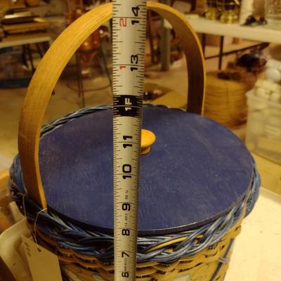 Pair of Hand Woven Baskets with Hand Painted Floral Designs