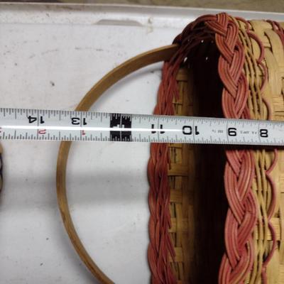 Pair of Hand Woven Baskets with Hand Painted Floral Designs