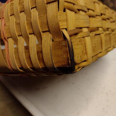 Pair of Hand Woven Baskets with Hand Painted Floral Designs