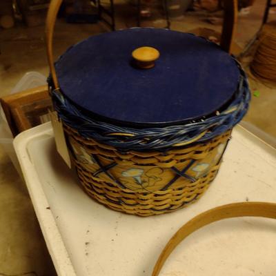 Pair of Hand Woven Baskets with Hand Painted Floral Designs