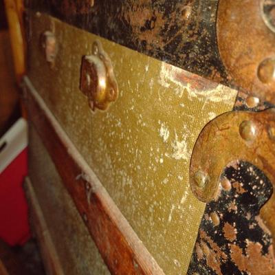 Vintage Wood Steamer Chest (No Tray)