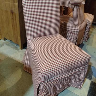 Set of Four Contemporary Upholstered Straight Back Chairs