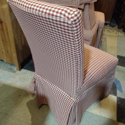 Set of Four Contemporary Upholstered Straight Back Chairs