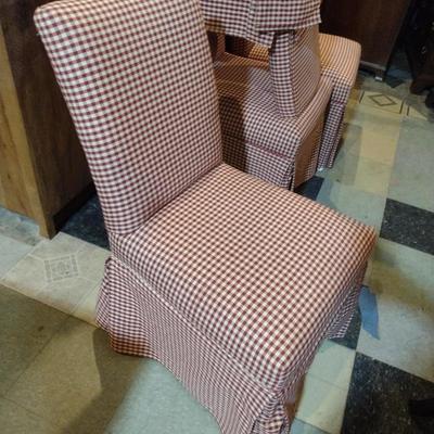 Set of Four Contemporary Upholstered Straight Back Chairs