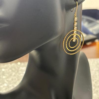 Elegant diamond spiral dangle earrings